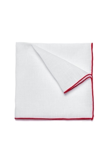 白底紅邊方巾