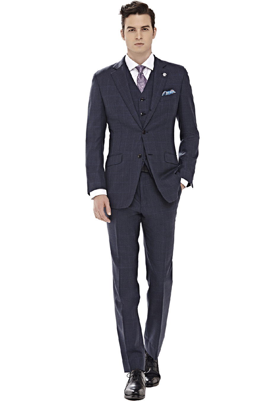 深藍色窗格紋套裝