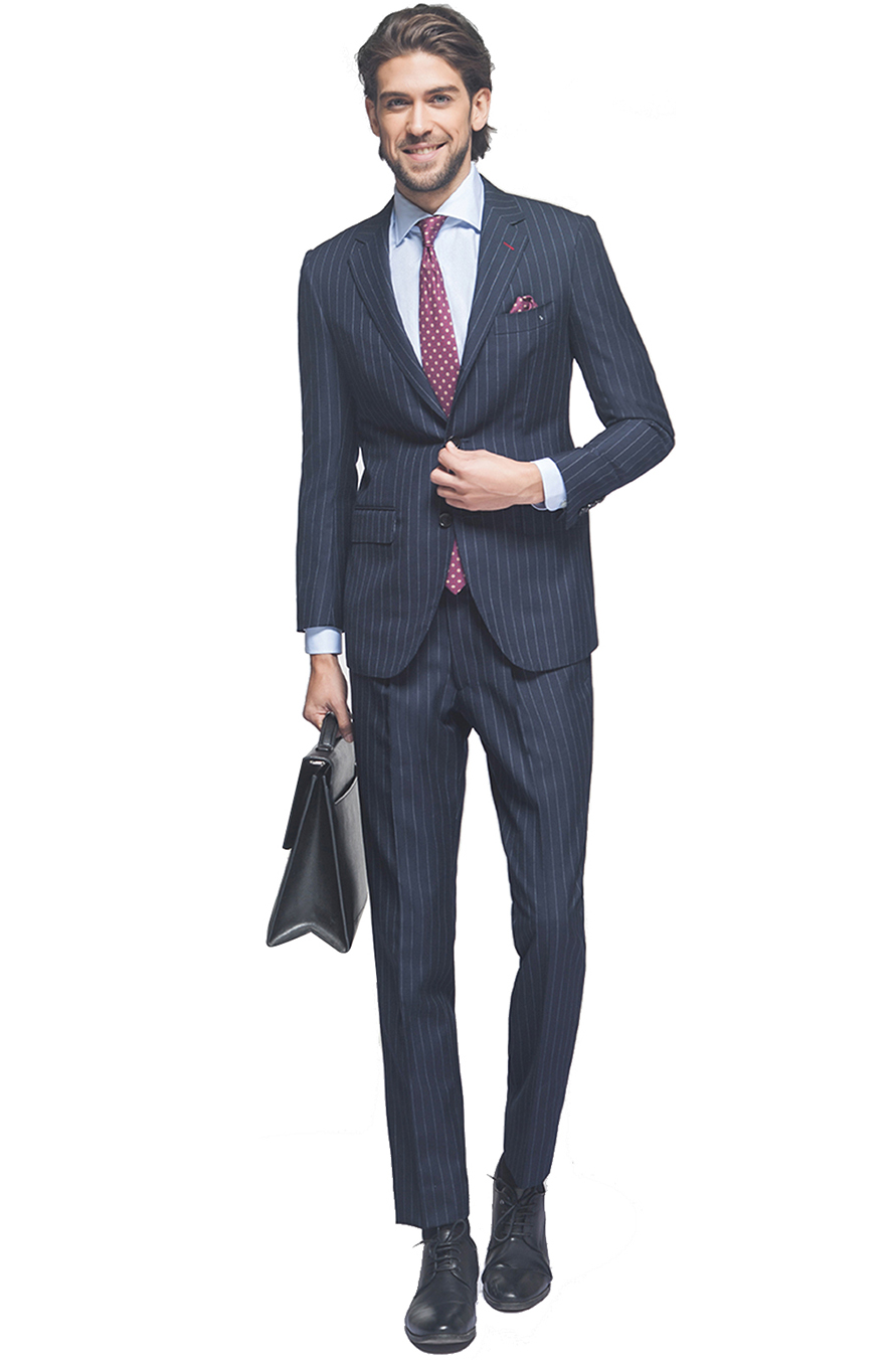 藏藍色條紋西服套裝