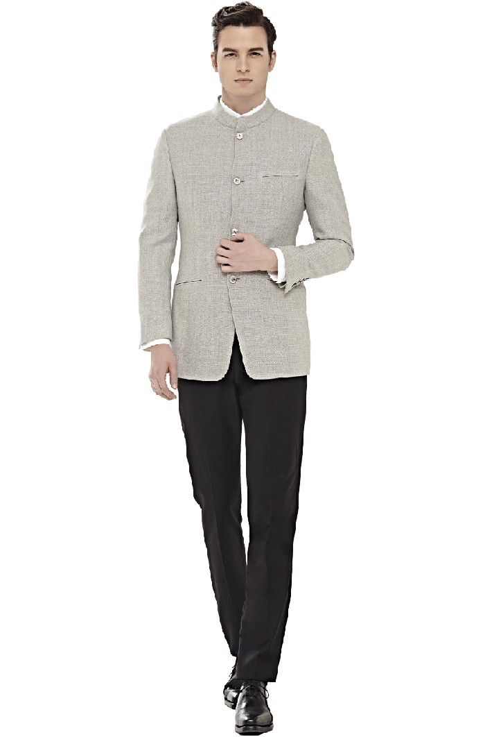 淺灰色時尚立領套裝