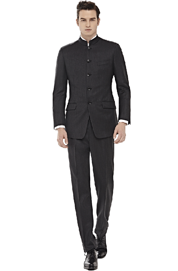 黑色暗紋青年裝