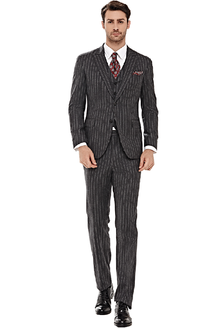 復古灰色條紋套裝