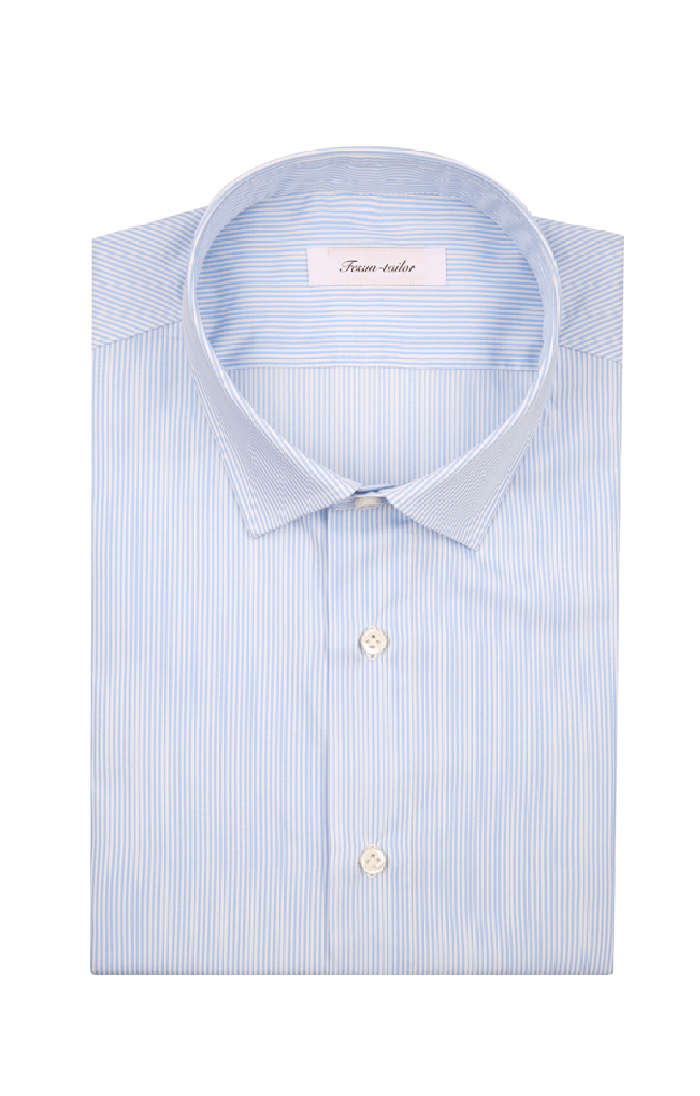 天藍色手工條紋襯衫