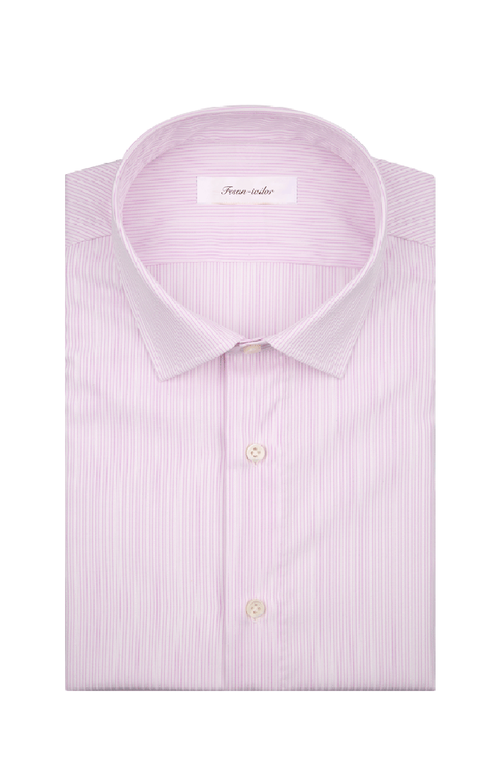 淺粉色手工細條紋襯衫