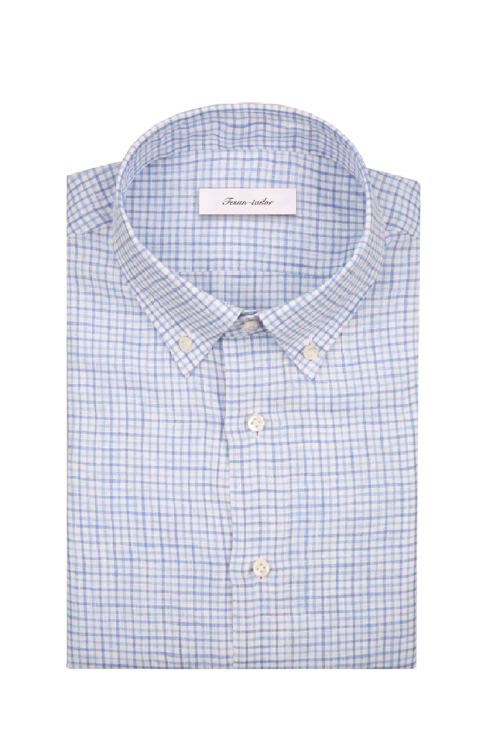 藍色手工格子襯衫