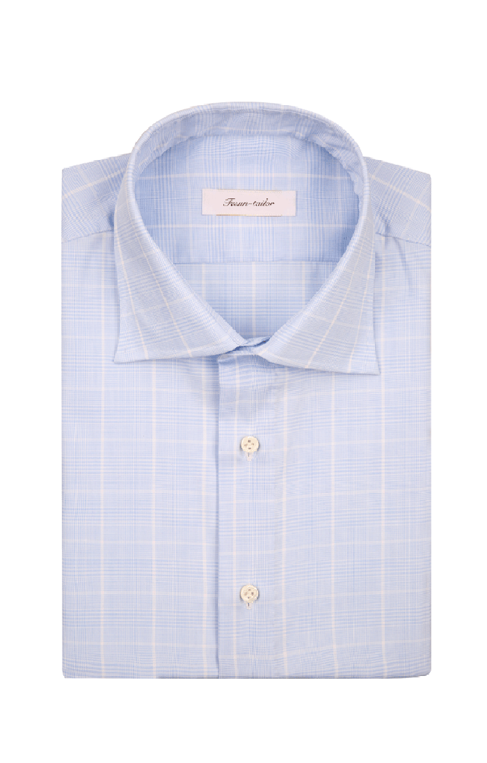 藍色格紋手工襯衫