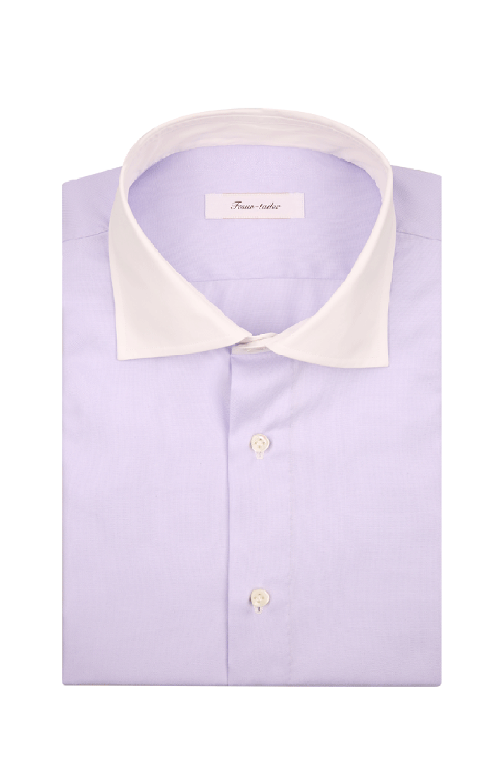 手工異色領淺紫色襯衫