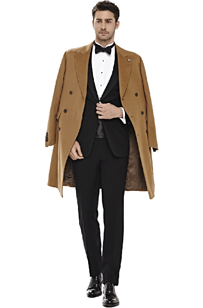 淺駝色雙排扣大衣