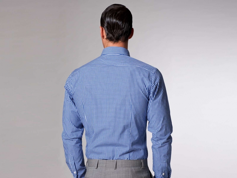 藍色方格細紋正裝襯衫